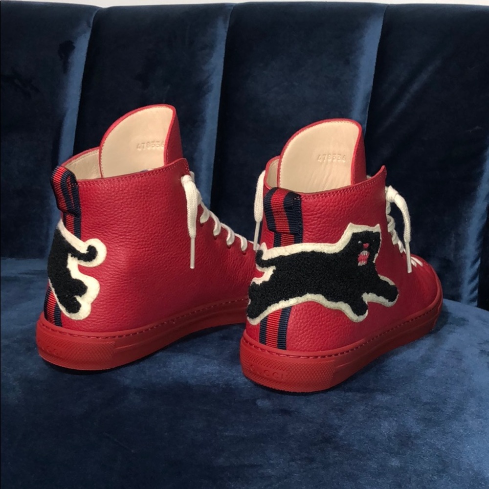 Gucci Major Panther Patch Leather High Top Sneaker - Picture 3 of 6